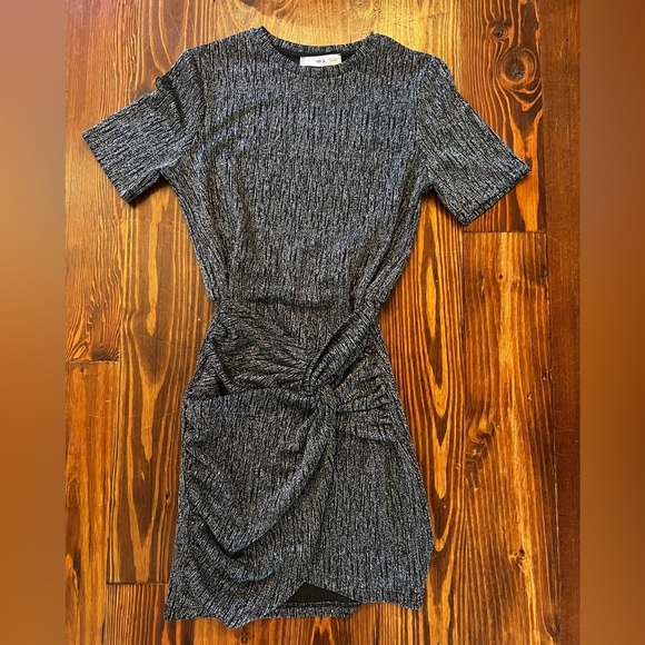 MANGO Lurex Metallic Black and Silver Knotted Dress - Picture 2 of 7